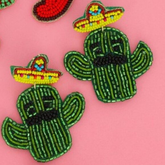 MUSTACHE Cactus Beaded Statement Earrings - Picture 3 of 3